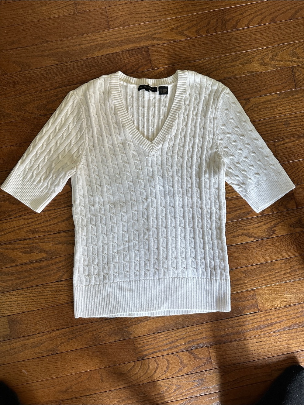 100% Cotton Cableknit Sweater Short Sleeve Top